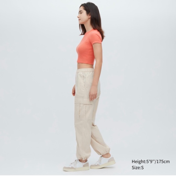 Uniqlo Ribbed Crew Neck Short-Sleeve Cropped T-Shirt, Orange, XL - Picture 12 of 15